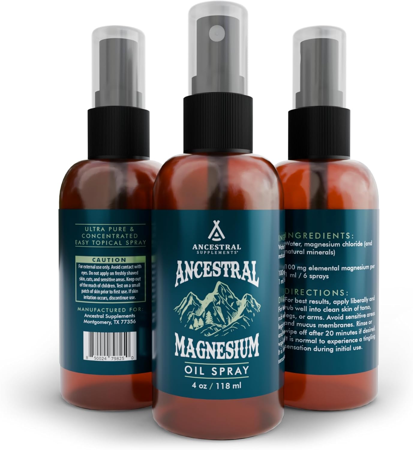 Natural Mineral Magnesium Spray for Sleep and Muscle Support, 4 oz Topical Oil Supplement