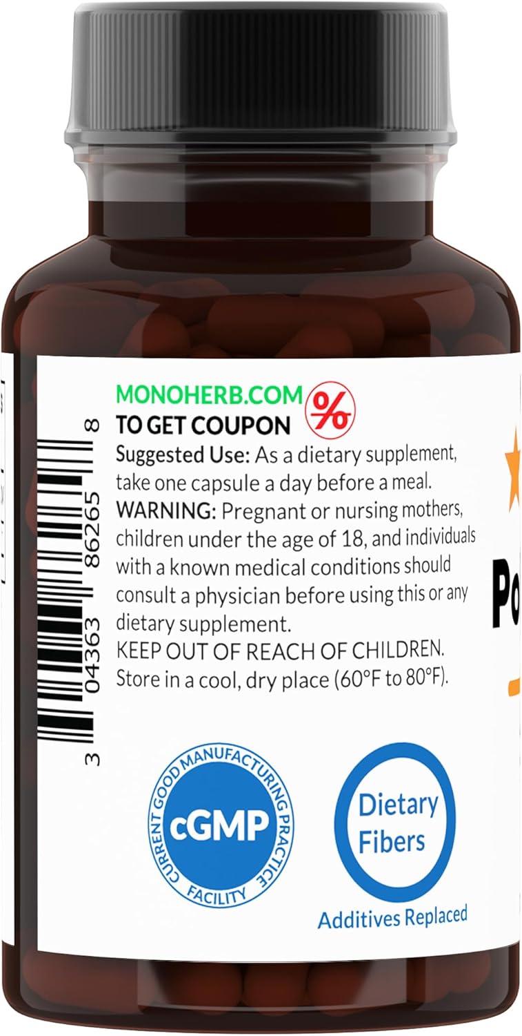 Natural MONOHERB Policosanol Supplement - 100mg per Capsule - 90 Vegetarian Capsules for Heart Health