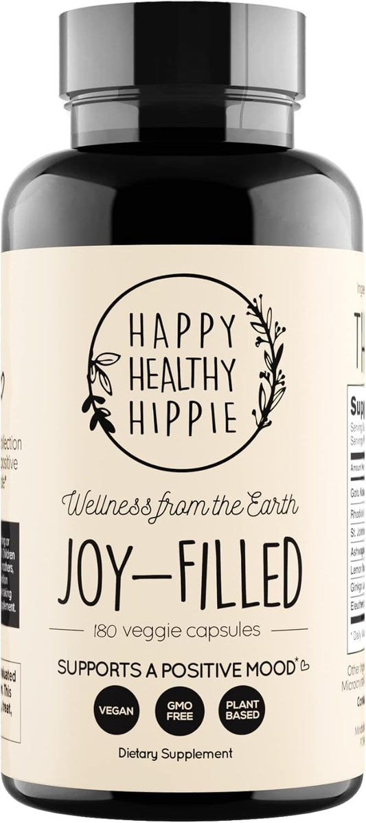 Natural Mood Support Supplement with St. Johns Wort, Rhodiola, Ashwagandha - Stress Relief & Calm Mind/Body - 100% Plant-Based Adaptogens - 180 Ct.