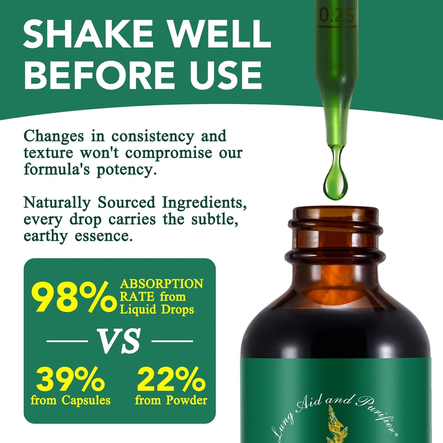 Natural Mullein Leaf Extract for Healthy Breathing & Respiratory Support - Lung Aid & Gentle Cleanse - Fast-Absorbing Vegetarian Formula - 1 Month Supply - 60ml