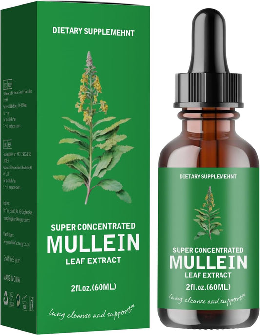 Natural Mullein Leaf Extract Tincture Drops for Lung Support and Respiratory Health - Non-GMO Vegetarian Supplement - 1 Pack
