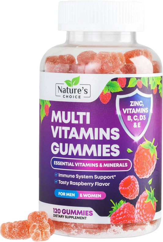 Natural Multivitamin Gummies for Adults - Daily Gummy Vitamins with A, C, E, B6, B12 - Non-GMO, Berry Flavor - 120 Gummies