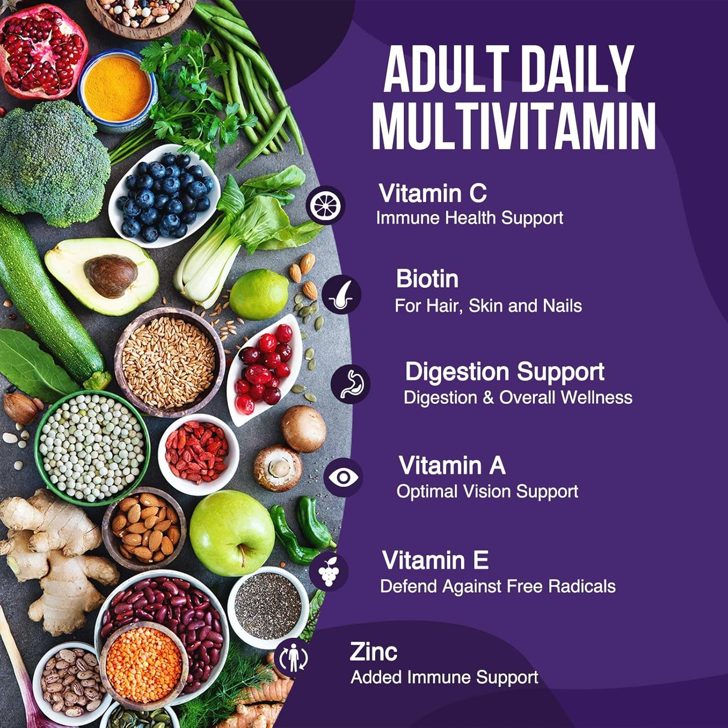 Natural Multivitamin Gummies for Adults - Daily Gummy Vitamins with A, C, E, B6, B12 - Non-GMO, Berry Flavor - 120 Gummies