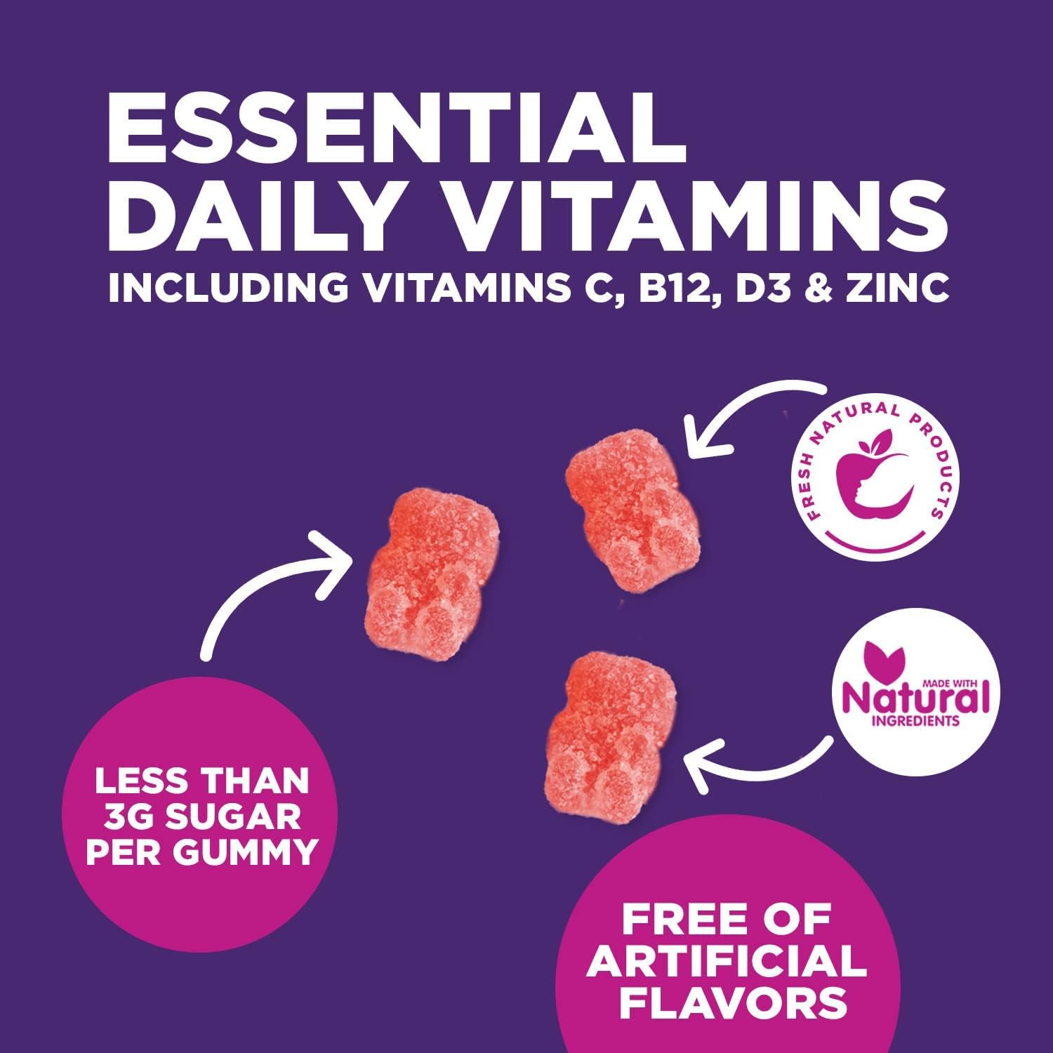 Natural Multivitamin Gummies for Adults - Daily Gummy Vitamins with A, C, E, B6, B12 - Non-GMO, Berry Flavor - 120 Gummies