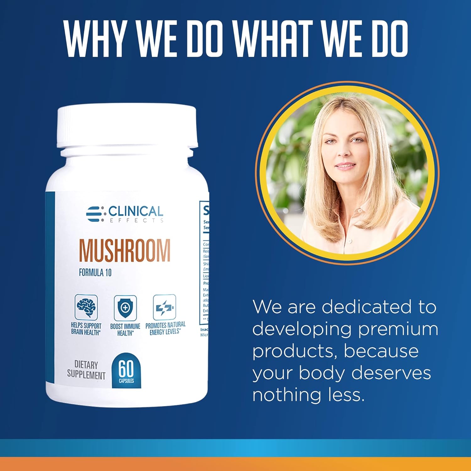 Natural Mushroom Supplement for Focus, Mood, and Brain Booster - Nootropic & Immune Support - 60 Veggie Capsules