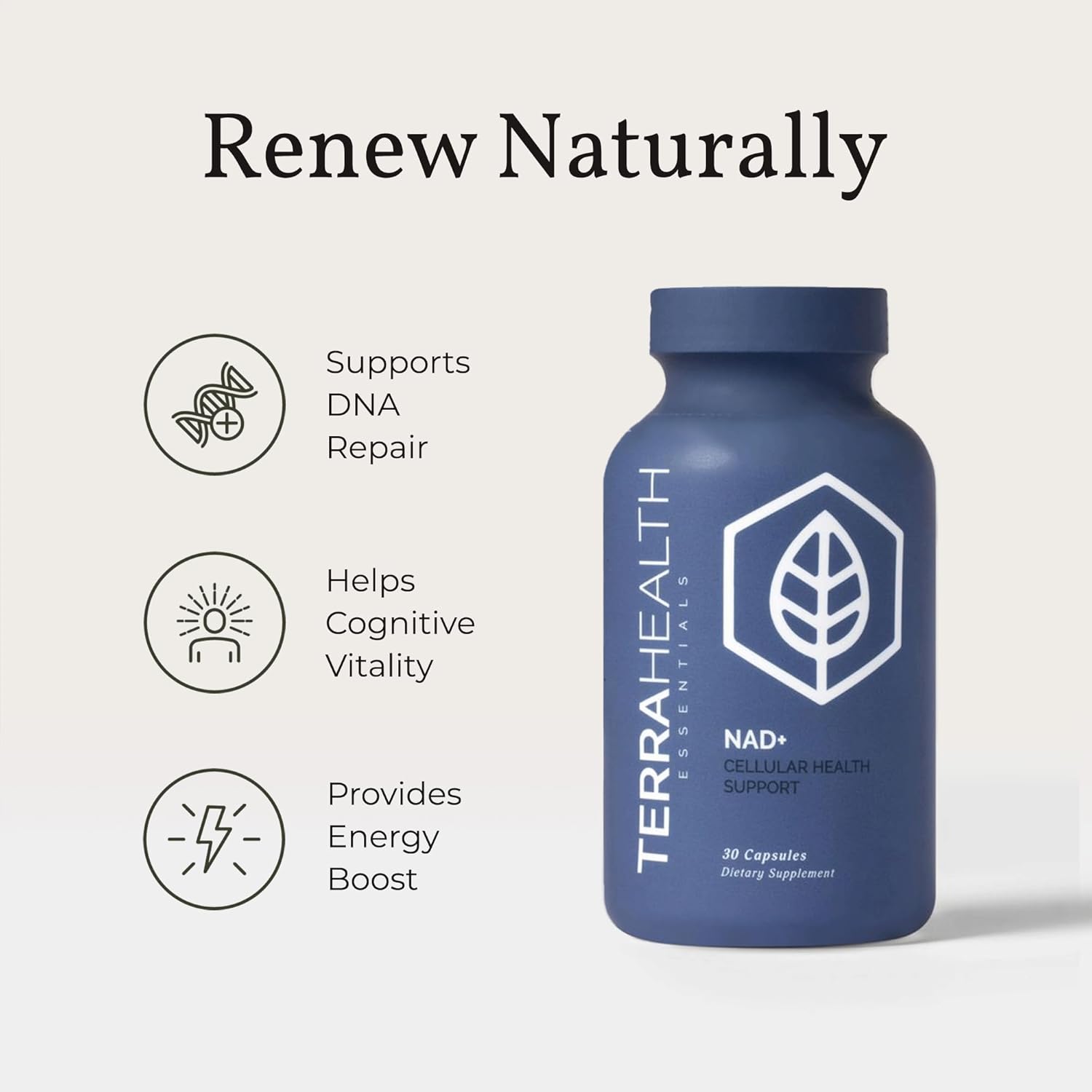 Natural NAD+ Supplement for Cellular Energy, Metabolic Repair & Healthy Aging - Heart, Brain, Muscle - 30 Day Supply