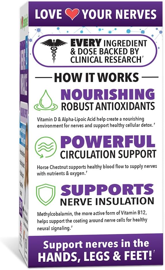 Natural Nerve Support Capsules with Alpha Lipoic Acid and Vitamin B12 - Relief for Leg, Finger, and Toe Discomfort - Pharmaganics Dr Stephanie's Miracle Formula