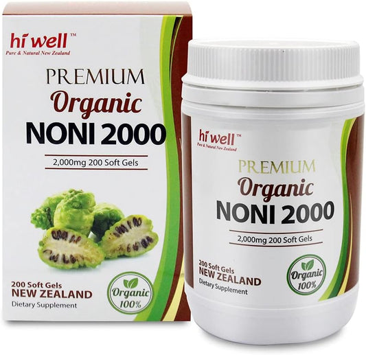 Natural New Zealand Hi Well Premium Noni 2000 Softgels - Pure & High-Quality