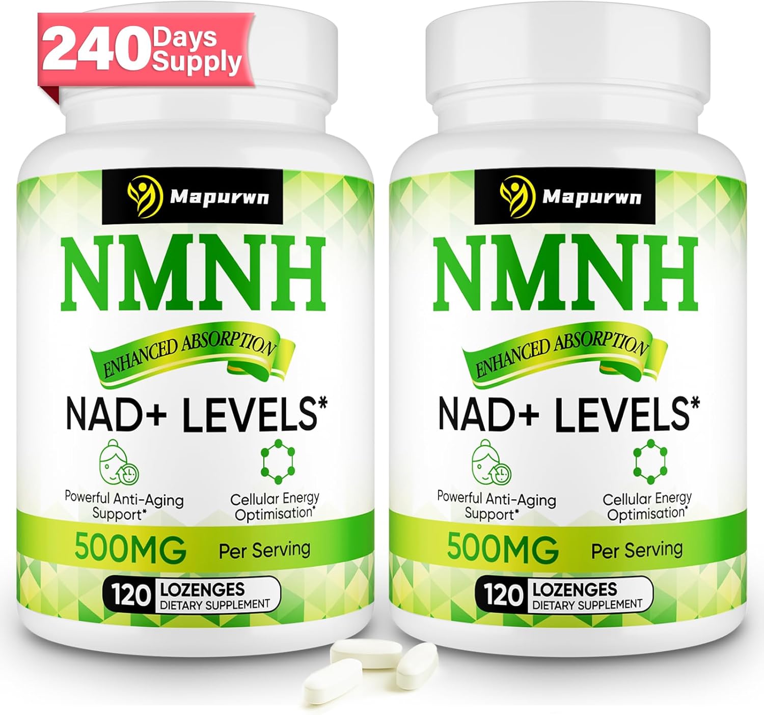Natural NMN Supplement 500mg - Boost NAD+ Levels, Anti-Aging & Energy Support - Non-GMO - 240 Count