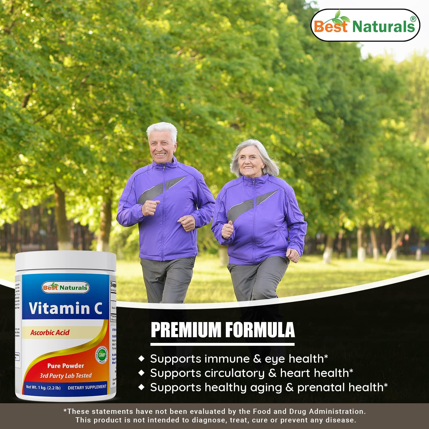 Natural Non-GMO Vitamin C Powder - 2 Pack, 1 lb Each (454 Grams) - Pure Ascorbic Acid Supplement