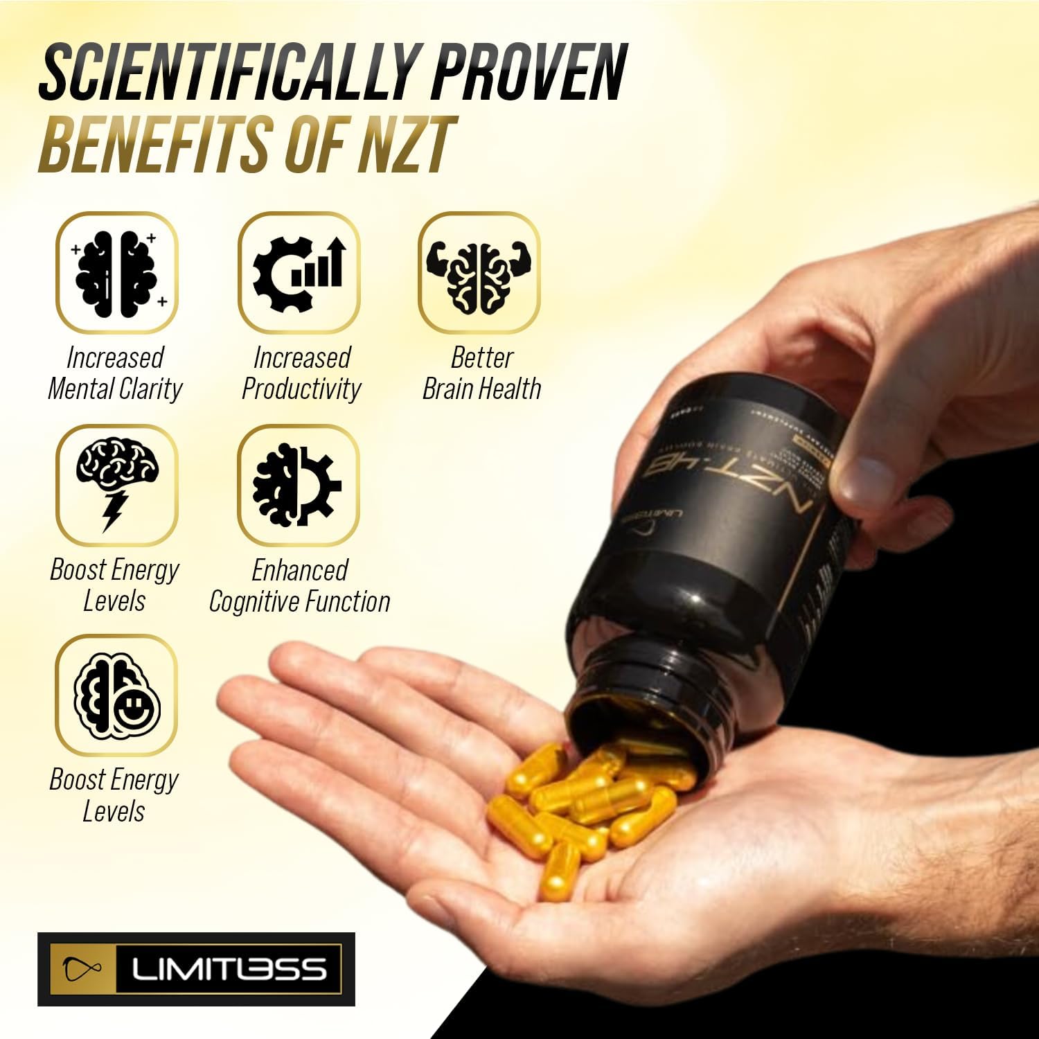 Natural Nootropic Brain Booster Supplement for Memory, Focus & Energy - 30 Servings
