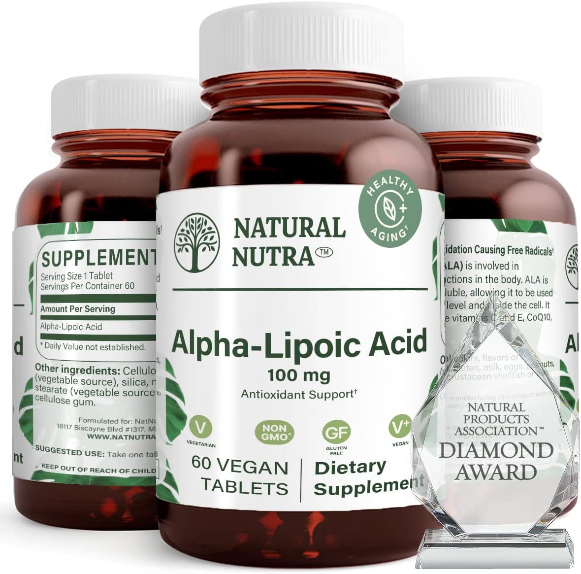 Natural Nutra R-Alpha Lipoic Acid Tablets - Boost Bone and Heart Health, Memory, Nerve Function - Gluten Free, 100mg, 60 Vegan/Vegetarian Tabs