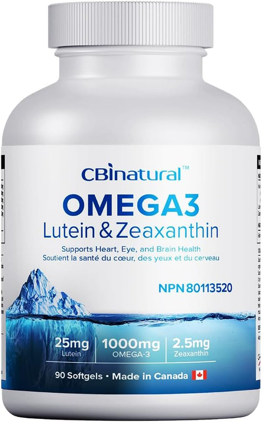 Natural Omega-3 Supplement with Lutein and Zeaxanthin for Eye Health - 90 Softgels