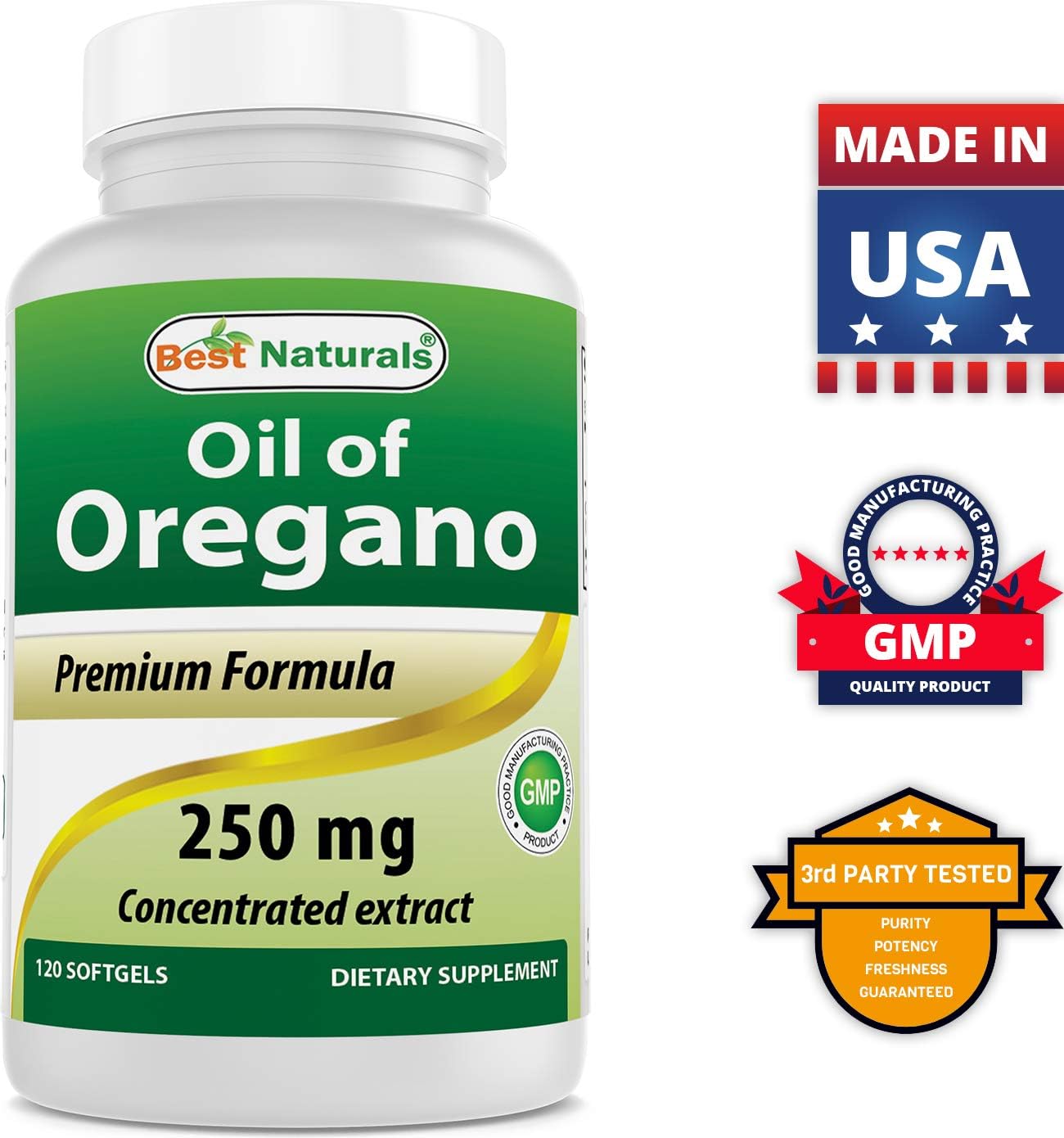 Natural Oregano Oil 250 Mg with Quercetin and Bromelain - Top Quality Supplement for Health and Wellness