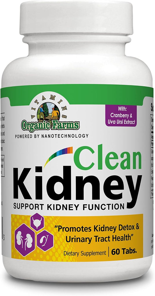 Natural Organic Kidney Cleanse Supplement - 100% Pure Vitamins for Kidney Support, Flush Toxins, Strengthen Function - 60 Tablets