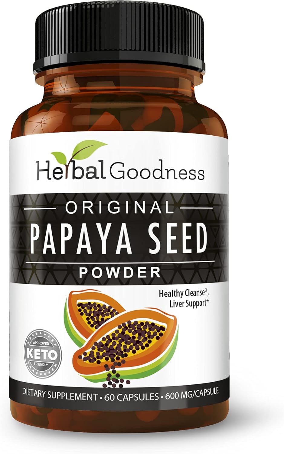 Natural Papaya Seeds Capsules - 60ct for Gut and Digestive Health - Detox Cleanse and Colon Support - 100% Herbal Formula