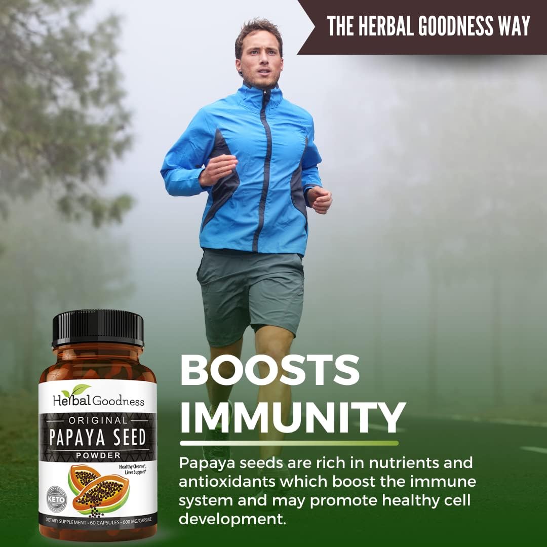 Natural Papaya Seeds Capsules - 60ct for Gut and Digestive Health - Detox Cleanse and Colon Support - 100% Herbal Formula