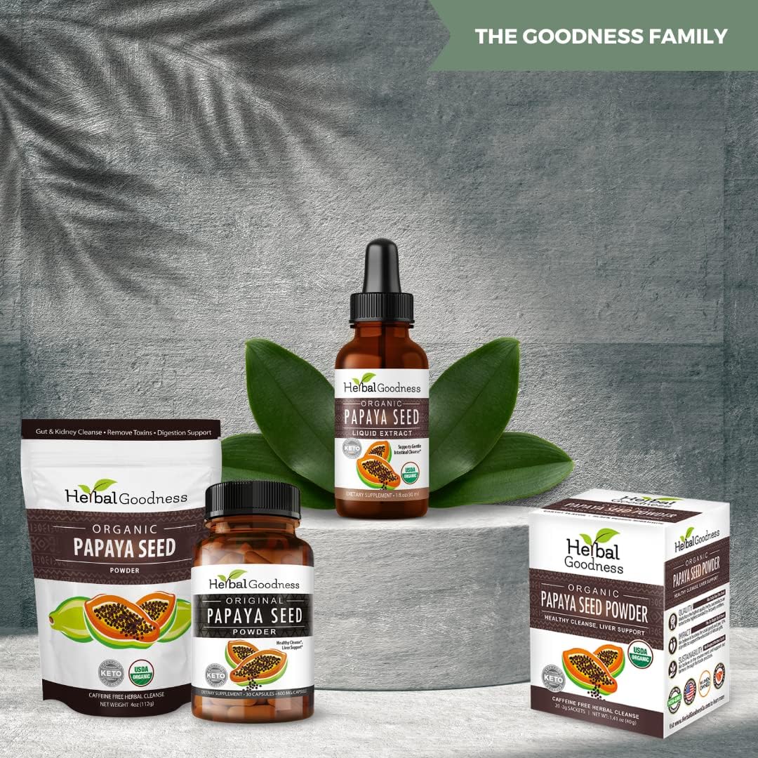 Natural Papaya Seeds Capsules - 60ct for Gut and Digestive Health - Detox Cleanse and Colon Support - 100% Herbal Formula