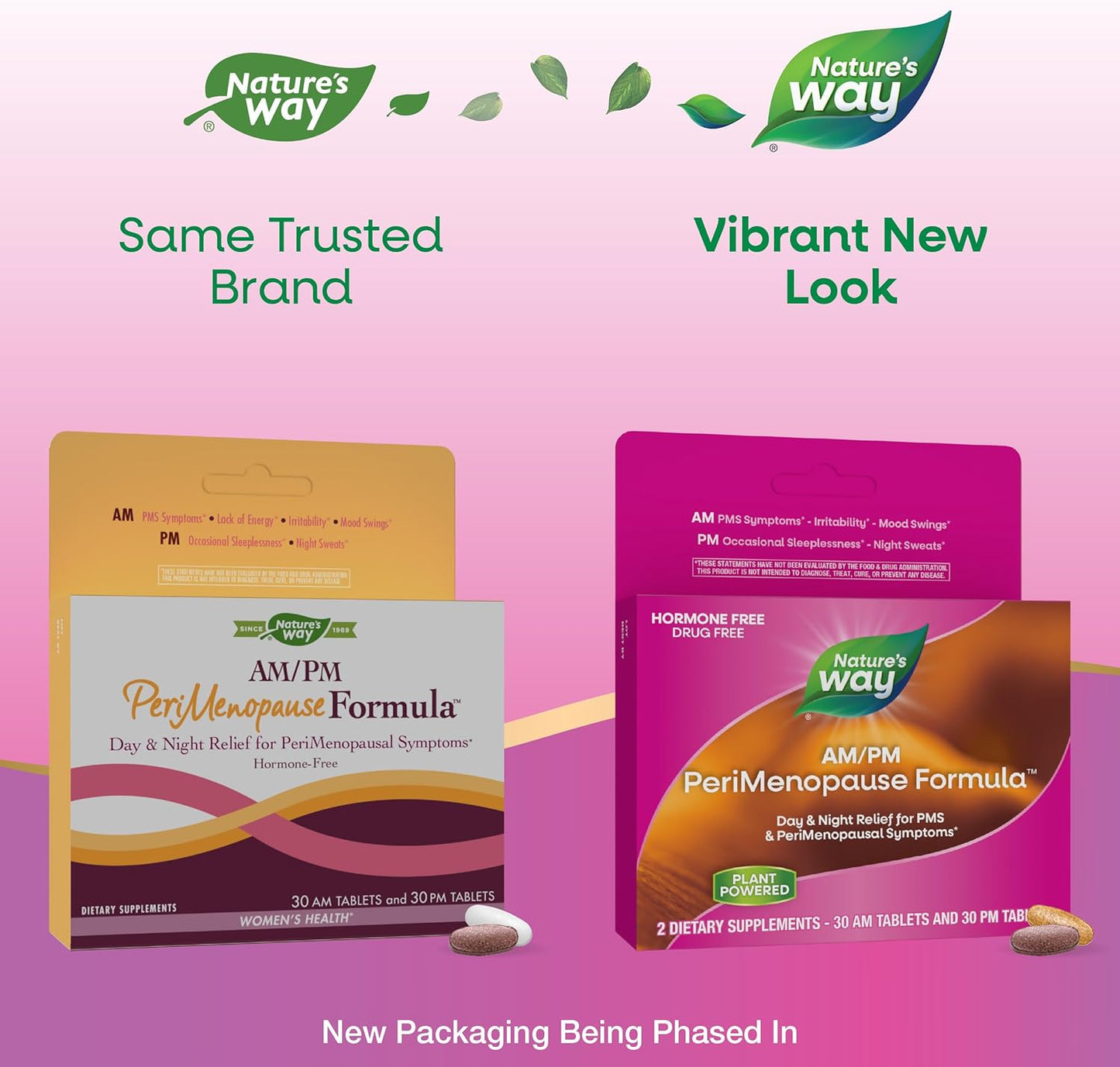Natural Perimenopause and PMS Symptom Support Tablets for Hot Flashes, Restful Sleep - Hormone-Free Formula, 30 AM & 30 PM Tablets