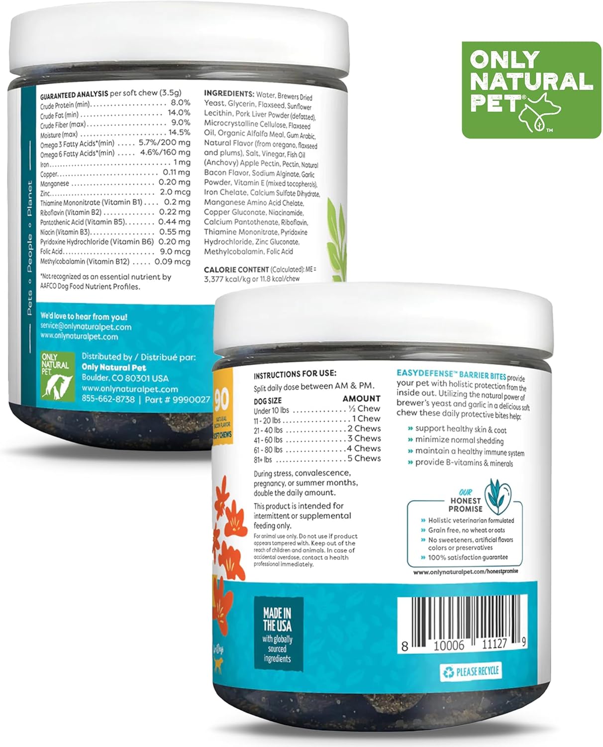 Natural Pet EasyDefense Barrier Bites Soft Flea Chews for Dogs - Flea & Tick Defense, Immune Boost - 90 Bacon Flavored Soft Chews