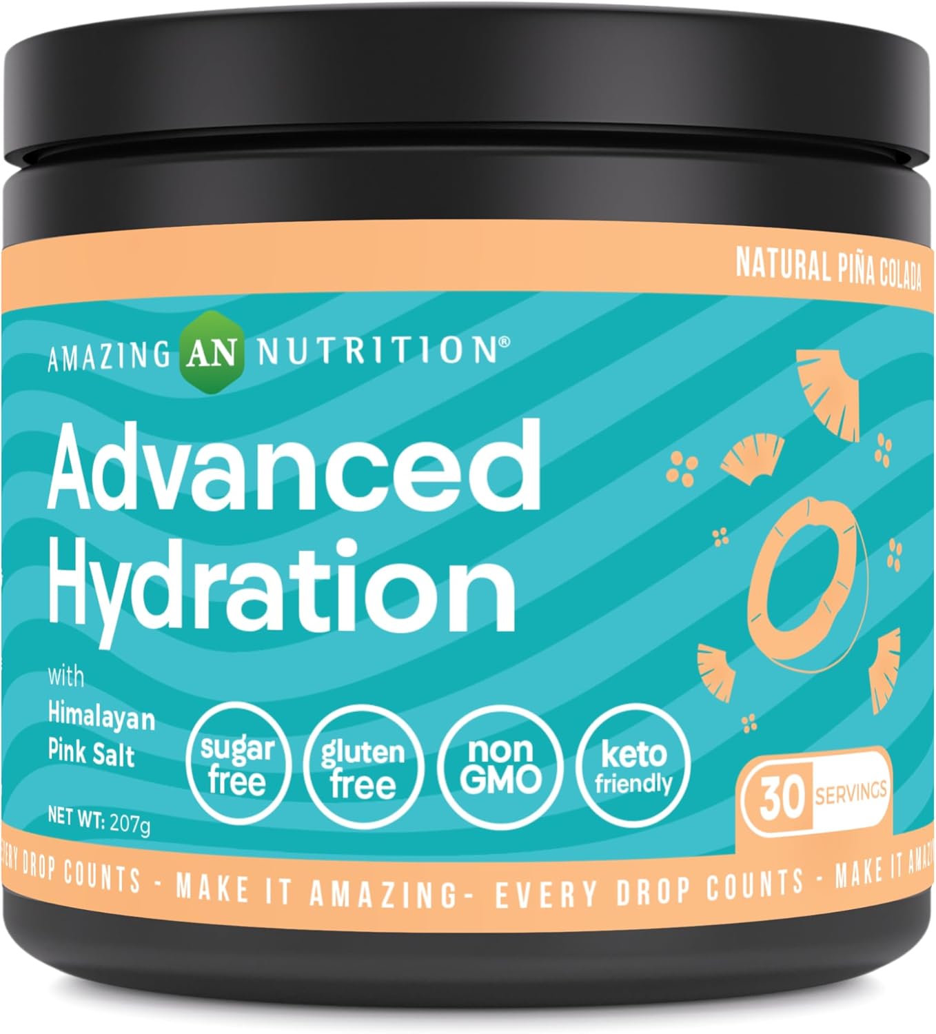 Natural Pina Colada Electrolyte Powder - 30 Servings | Sugar-Free Keto Hydration | Non-GMO & Gluten-Free Minerals