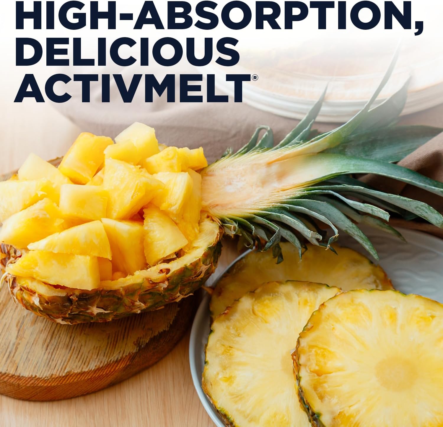 Natural Pineapple Flavored KAL L Theanine 25 mg ActivMelt - Stress Relief and Focus Supplement - Vegetarian - 120 Servings