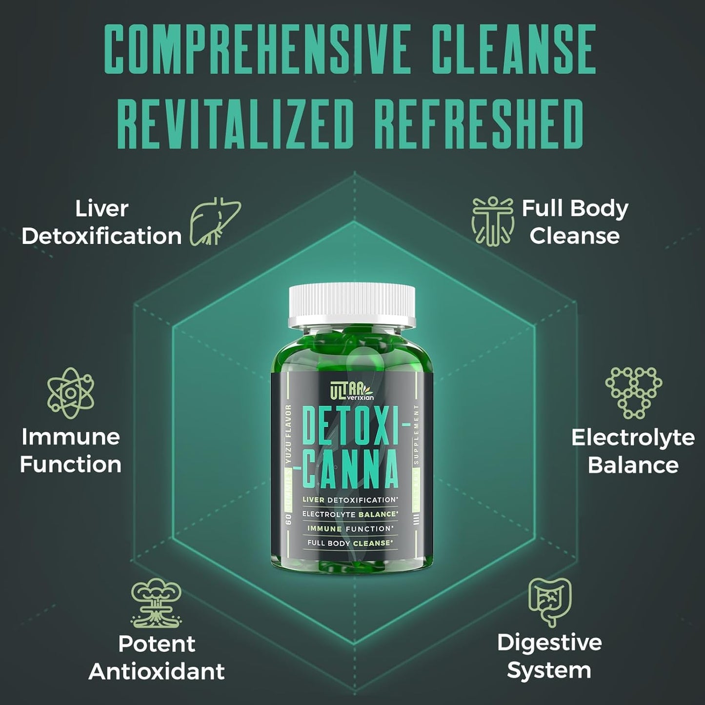 Natural Plant-Based Ultraverixian Detox Cleanse Gummies for Liver, Gut, Kidney - Rapid & Effective Full Body Cleanse for Women and Men - With Milk Thistle - 60 Gummies