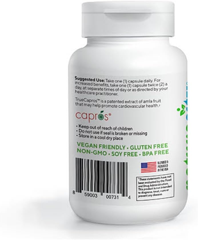 Natural Polyphenol Antioxidant Supplement for Heart Health - NatureCity True-Capros Amla Fruit Extract (60 Veggie Capsules) Vegan & Non-GMO
