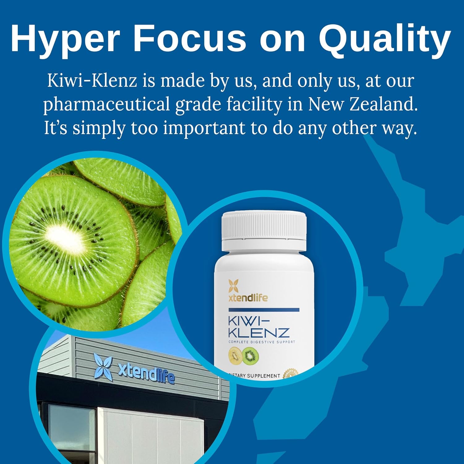 Natural Prebiotic Enzyme Supplement for Digestive Support - Xtendlife Kiwi-Klenz for Gut Health - Relieves Bloating, Gas, Indigestion - 30 Day Supply