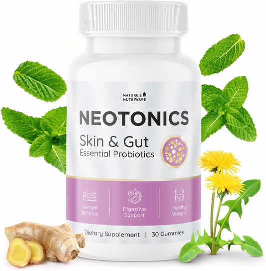 Natural Probiotic Gummies for Skin and Gut Health - Apple Flavor, 30 Gummies, 1 Month Supply for Women & Men