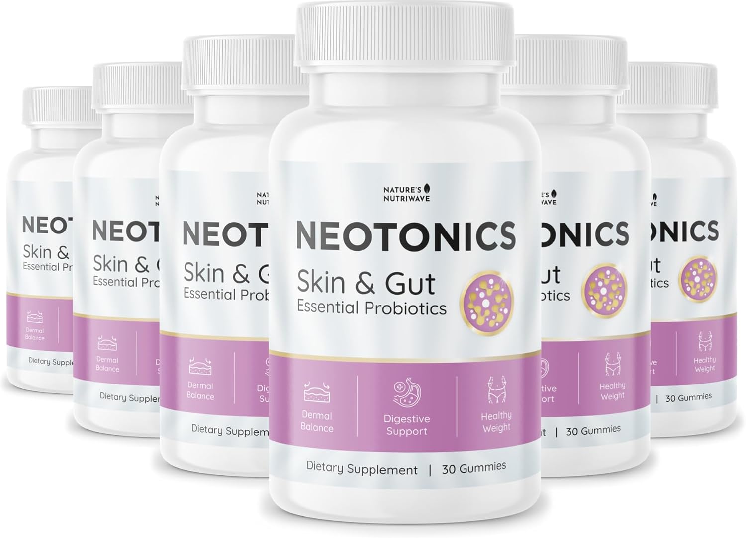 Natural Probiotic Gummies for Skin & Gut Health - Chewable Daily Probiotics for Men & Women - Apple Flavor, 30 Gummies