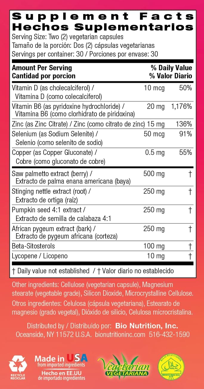 Natural Prostate Wellness Support Supplement 60 Veg Capsules | Men’s Health Formula | Promotes Prostate & Urinary Health