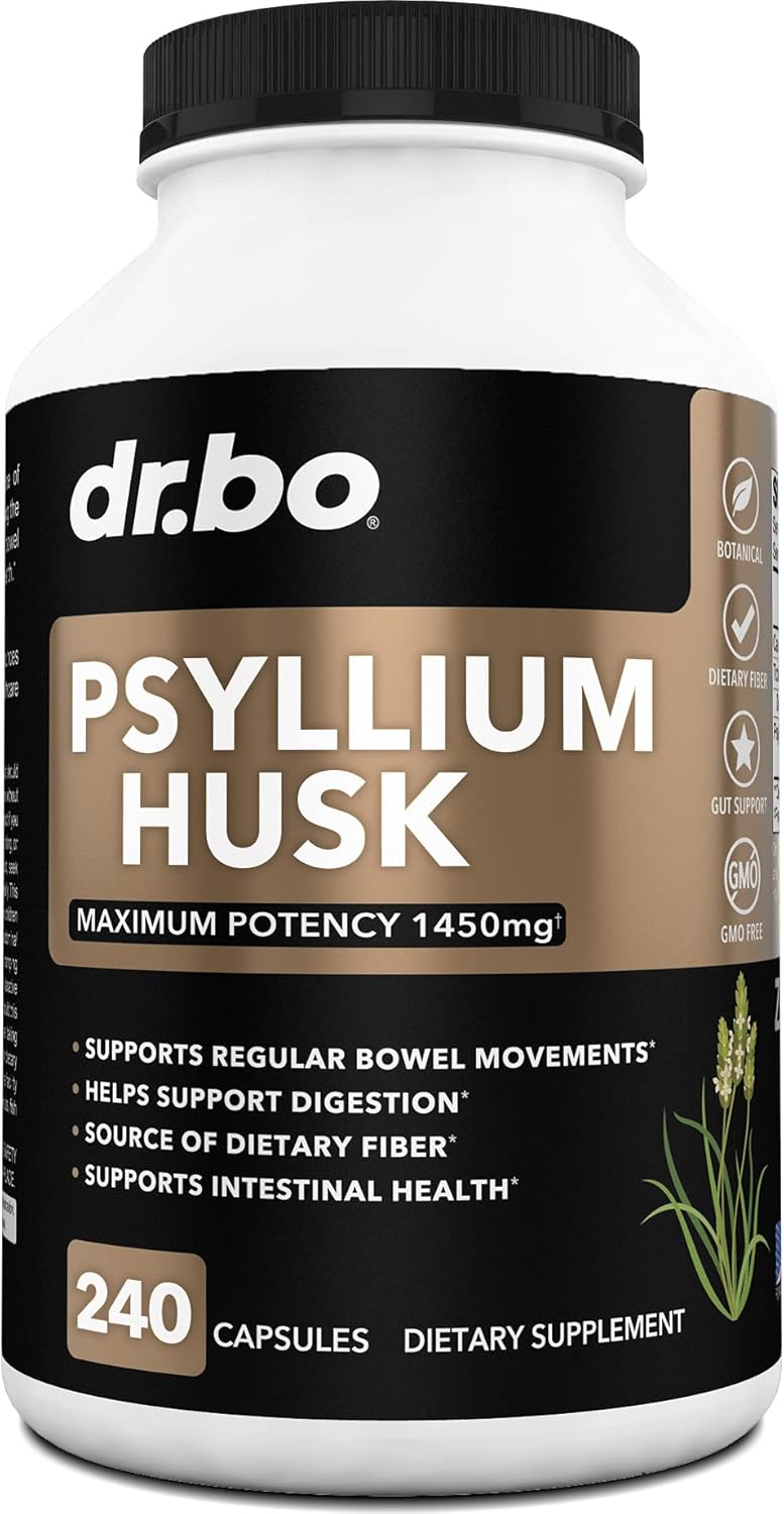 Natural Psyllium Husk Capsules for Constipation Relief - Fiber Supplement for Adults - Soluble Fiber Pills for Daily Regularity - Digestion Support