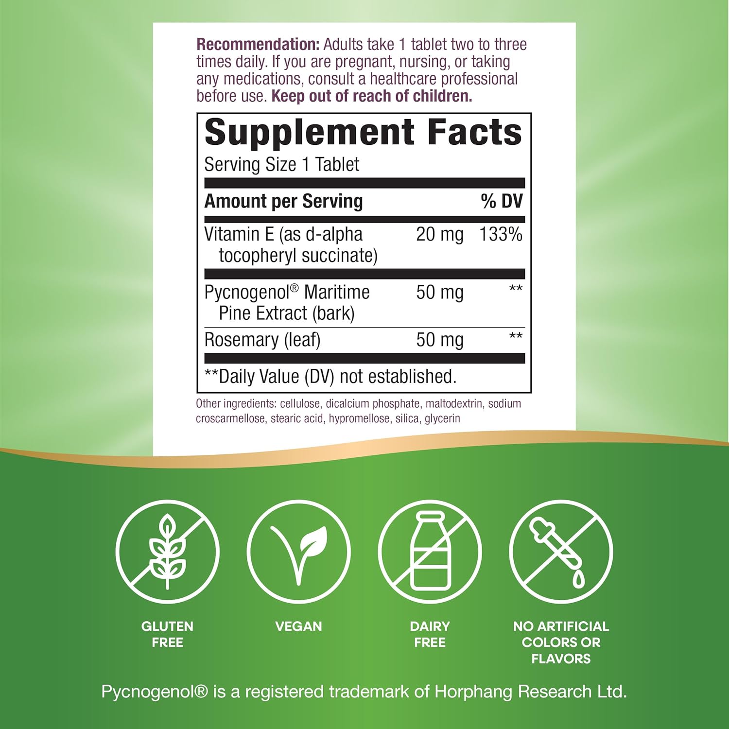 Natural Pycnogenol Supplement for Healthy Circulation - 30 Vegan Tablets