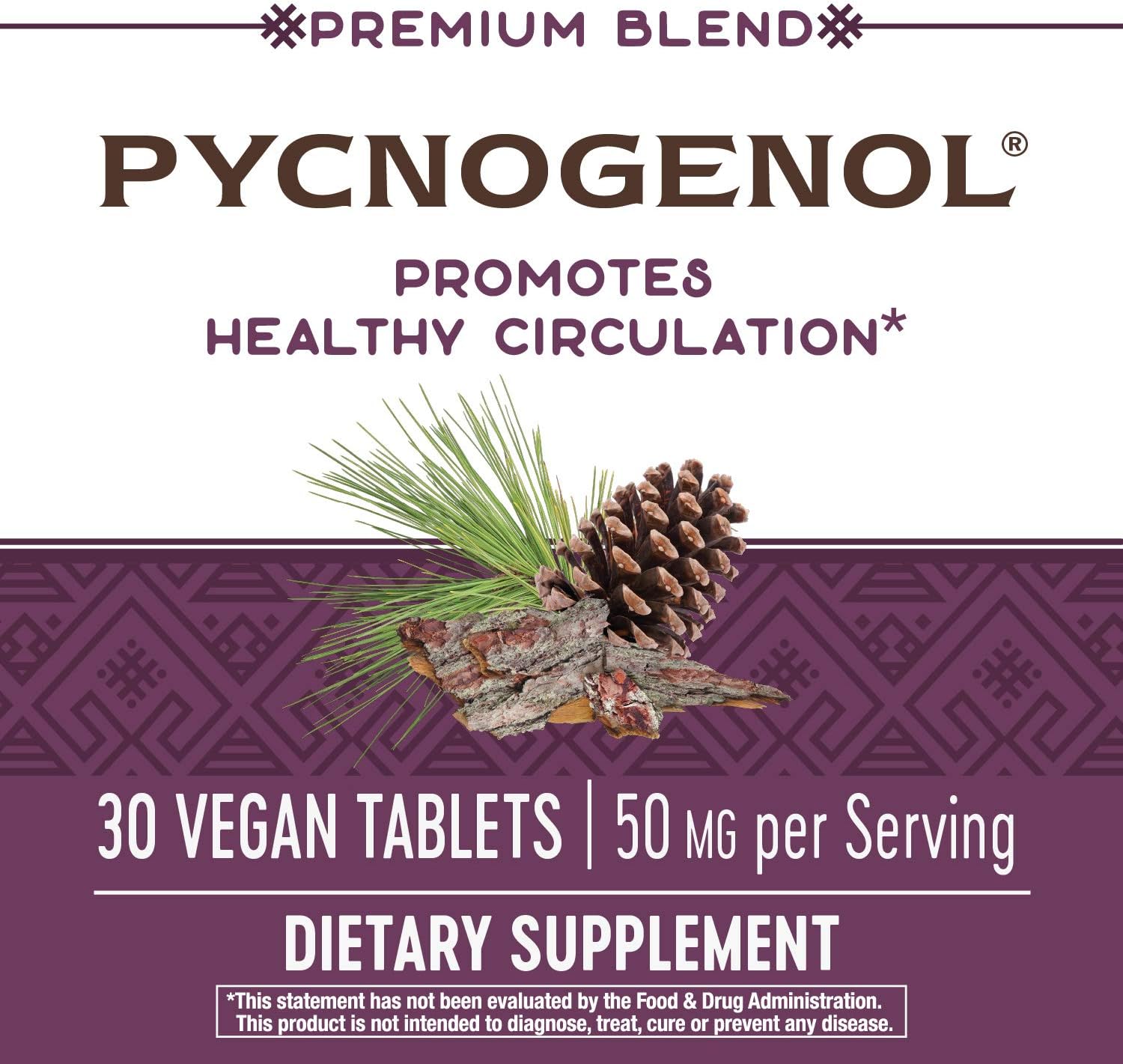 Natural Pycnogenol Supplement for Healthy Circulation - 30 Vegan Tablets