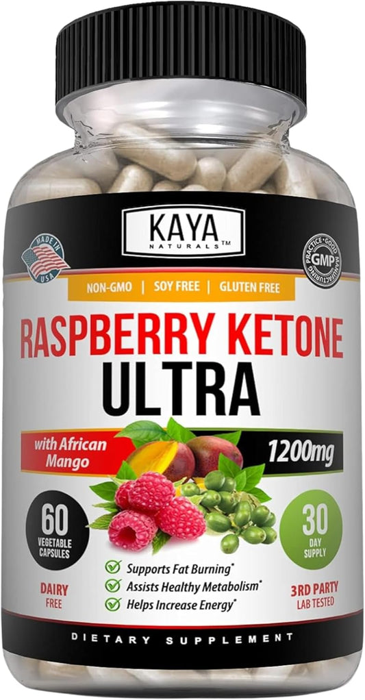 Natural Raspberry Ketone Weight Loss Supplement for Keto Diet - 60 Capsules - Appetite Control & Metabolism Boost