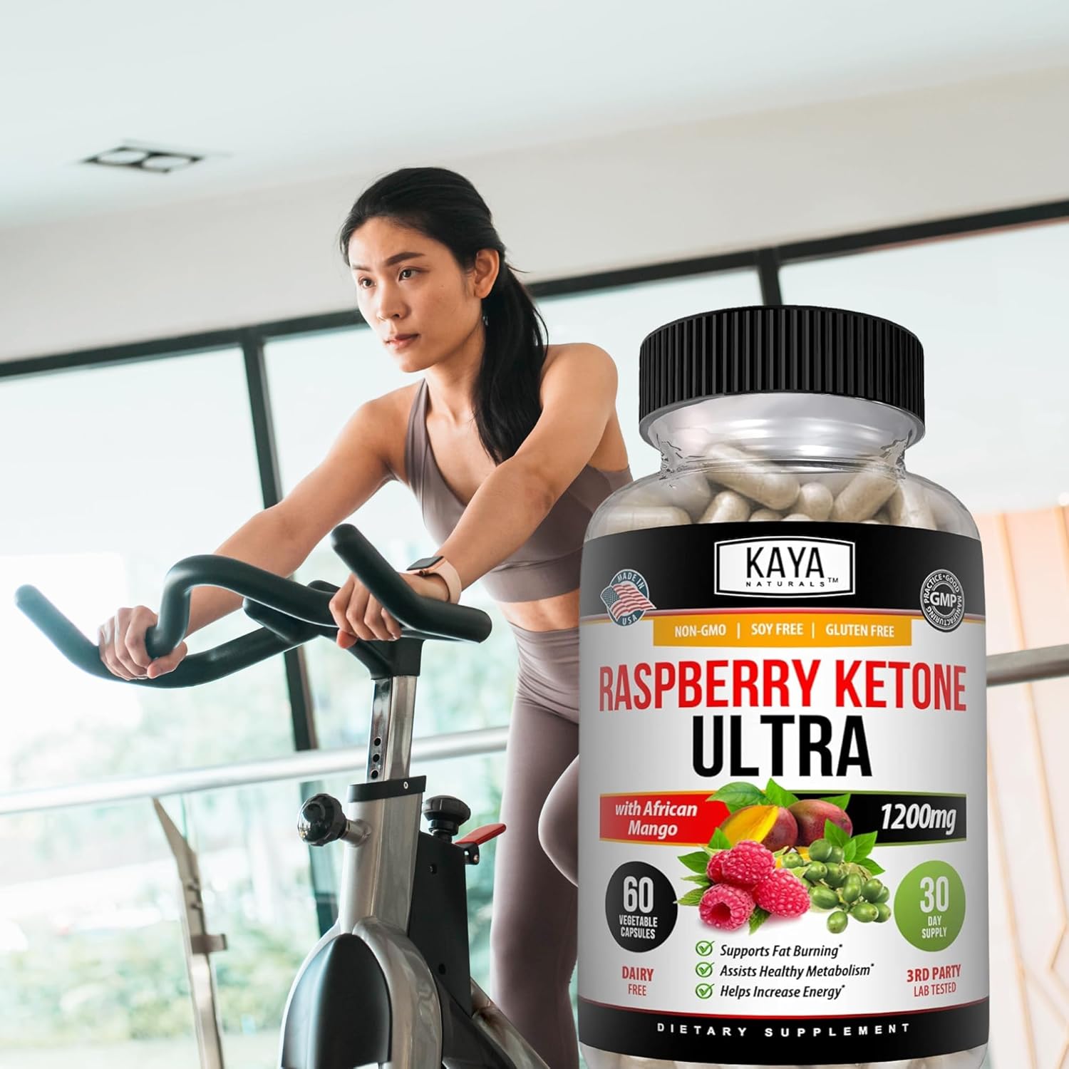 Natural Raspberry Ketone Weight Loss Supplement for Keto Diet - 60 Capsules - Appetite Control & Metabolism Boost