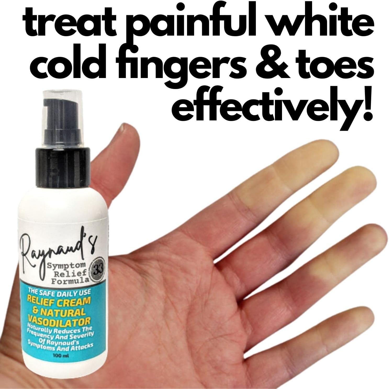 Natural Raynaud's Symptom Relief Cream - Alleviate Cold White Fingers & Toes - Vasodilator Formula for Improved Circulation & Warmth
