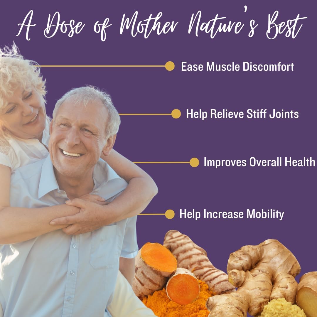 Natural Relief Blend | Turmeric, Boswellia & Ginger Supplement | Ease Body Aches & Improve Mobility | Non-GMO (30 Servings)
