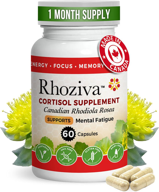 Natural Rhodiola Rosea Supplement for Focus, Memory, and Stress Relief - 5:1 Root Extract with Vitamins - 60 Capsules