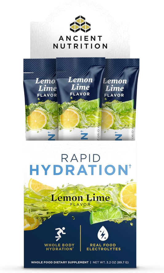 Natural Sea Salt and Red Marine Algae Electrolyte Powder for Rapid Hydration, Lemon Lime Flavor, 15 Servings