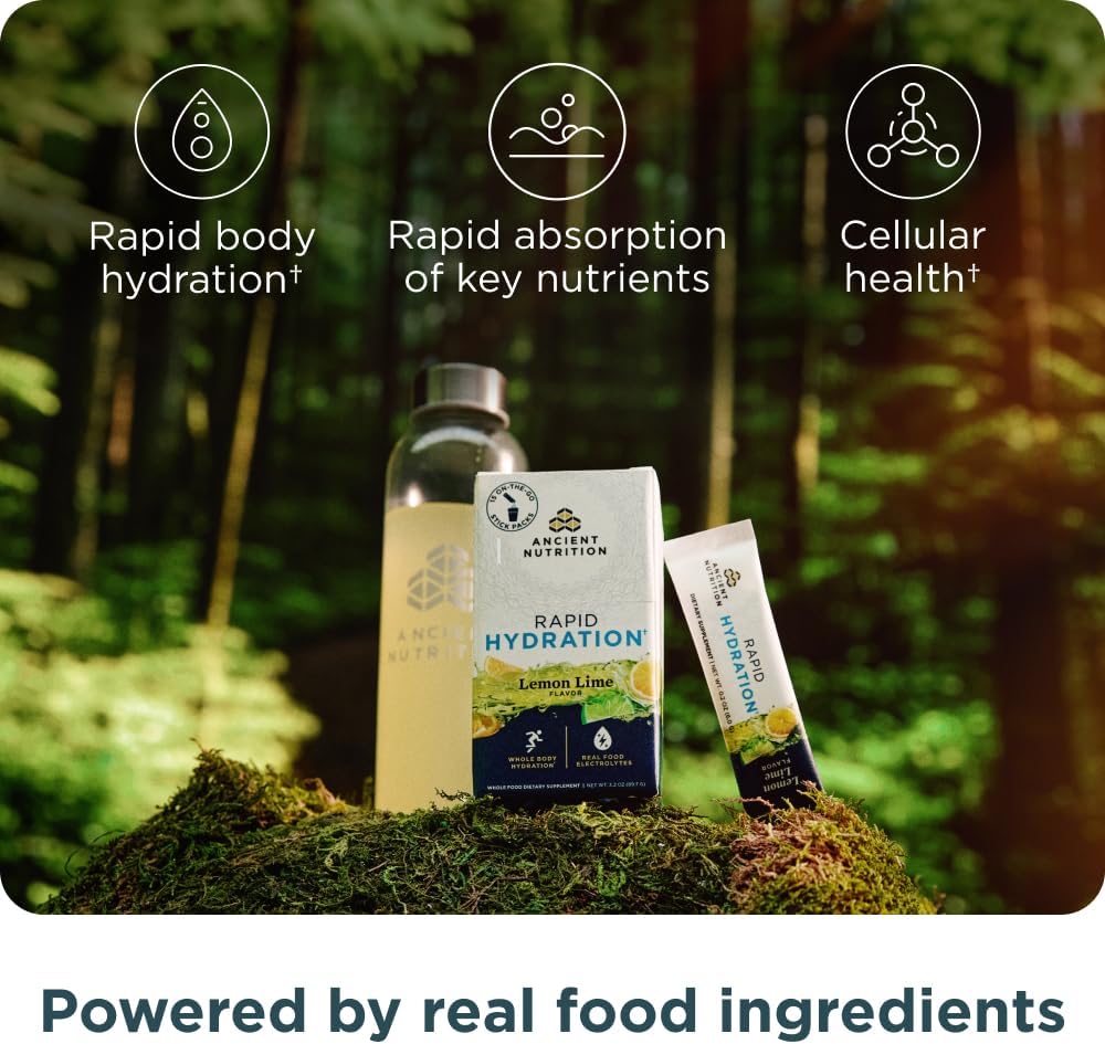 Natural Sea Salt and Red Marine Algae Electrolyte Powder for Rapid Hydration, Lemon Lime Flavor, 15 Servings