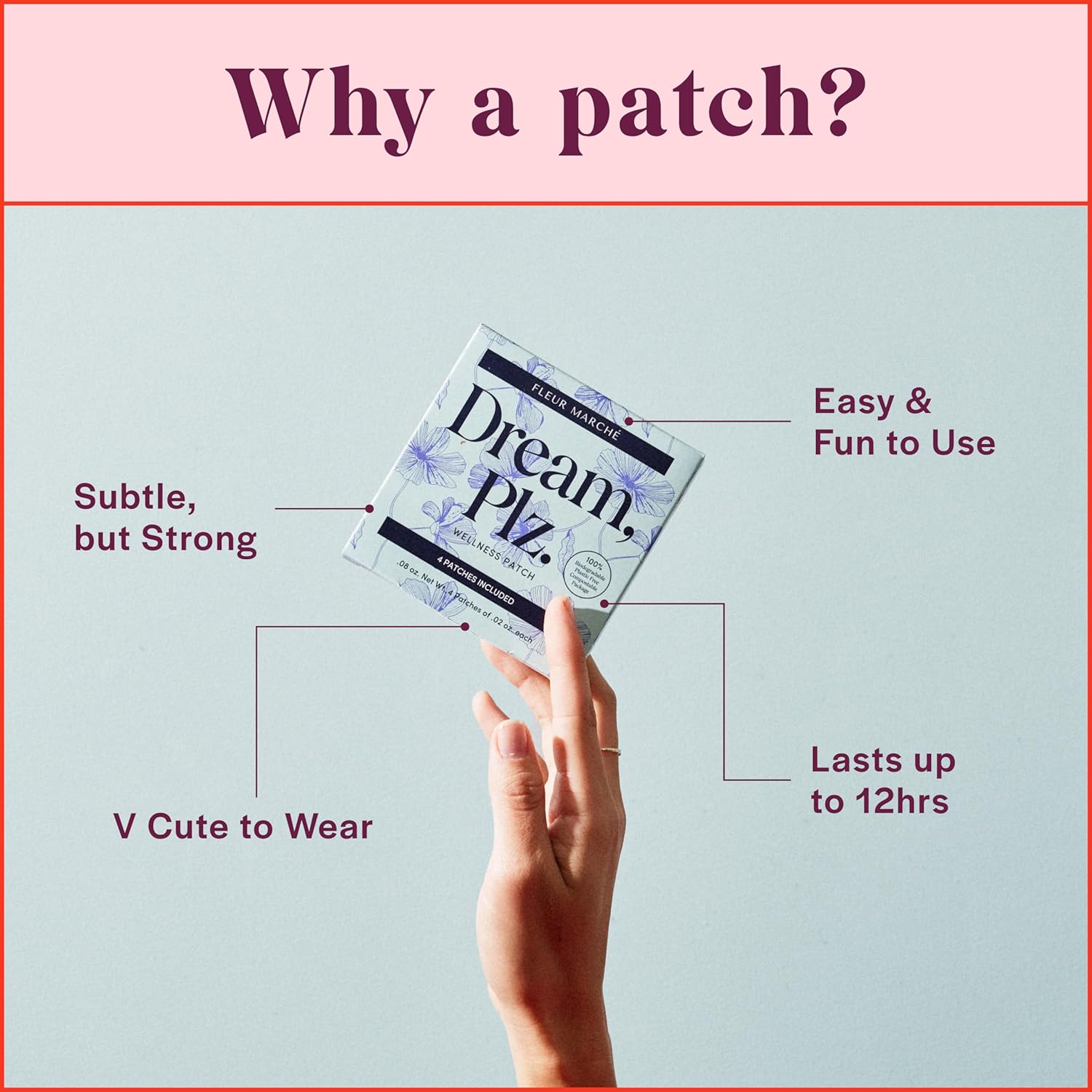 Natural Sedative Sleep Patch with Valerian Root, L-Theanine, Lavender Oil, and Hops - 28 Patches for Better ZZZ's - Highly Bioavailable Formula by Fleur Marché