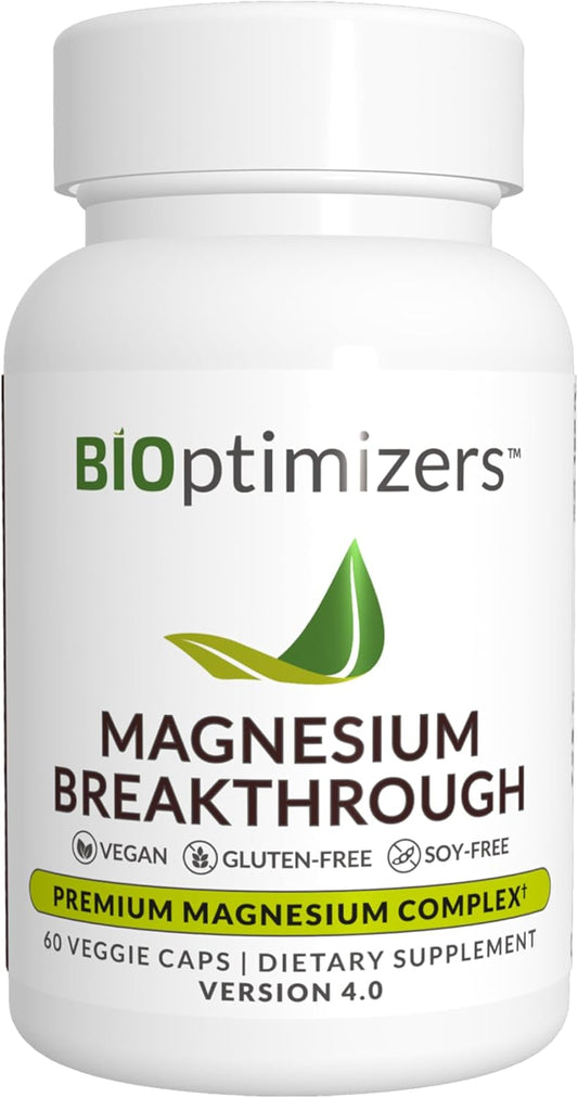 Natural Sleep and Brain Supplement with 7 Forms of Magnesium - BiOptimizers Magnesium Breakthrough 4.0 - 60 Capsules