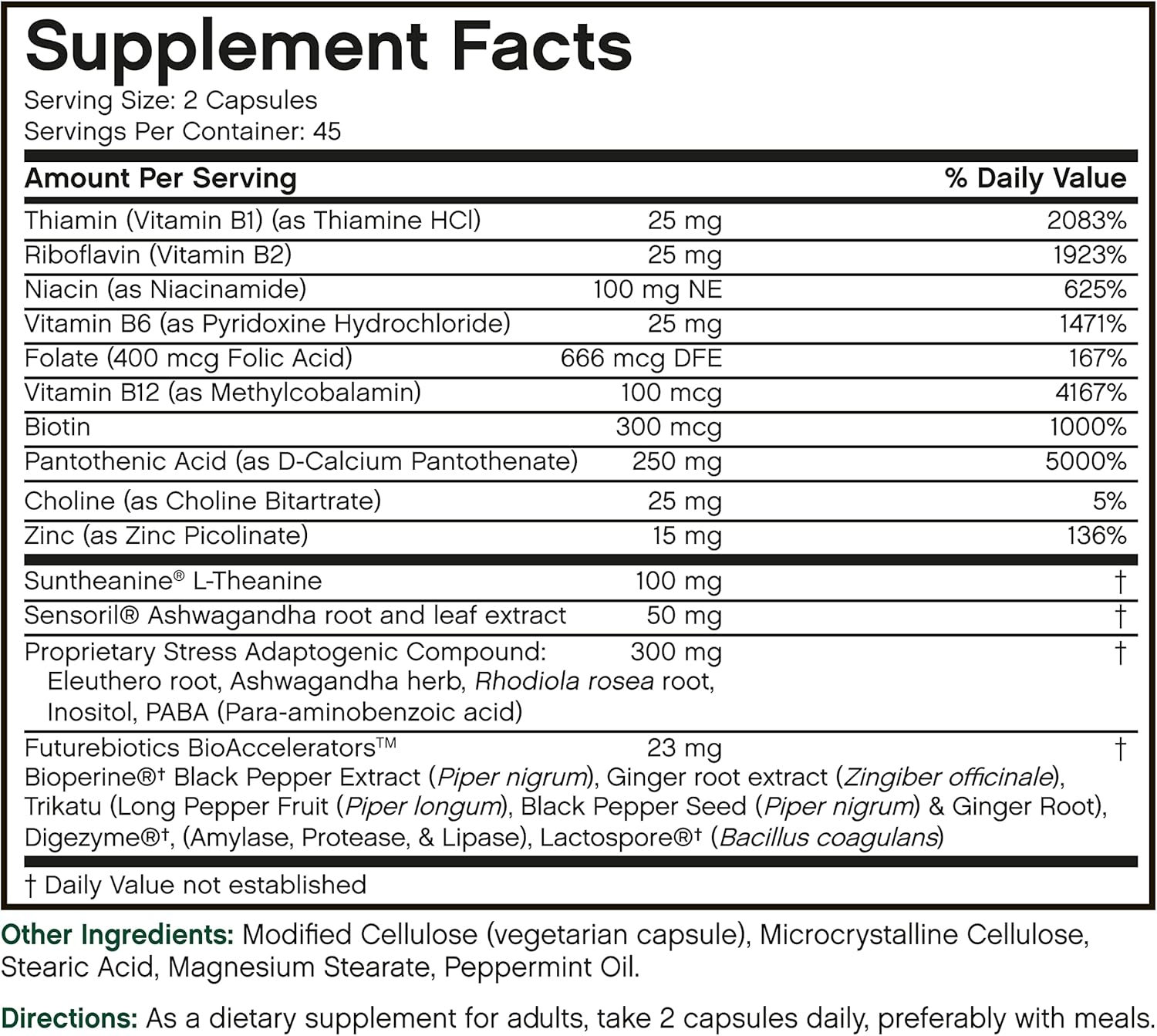Natural Stress Complex Supplement with L-theanine, Ashwagandha, and Rhodiola Rosea - 90 Vegetarian Capsules by Futurebiotics