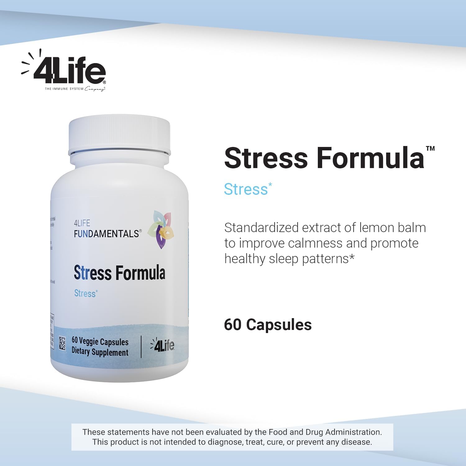 Natural Stress Relief Dietary Supplement with Lemon Balm, Chamomile, and Valerian Root - 60 Capsules for Sleep and Nervous System Support
