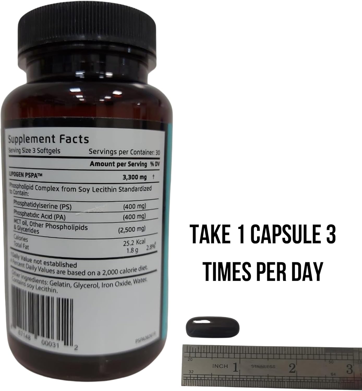 Natural Stress Relief Supplement with Lipogen PSPA - Supports Calmness, Relaxation, and Immune System - 90 Softgels, 30 Day Supply