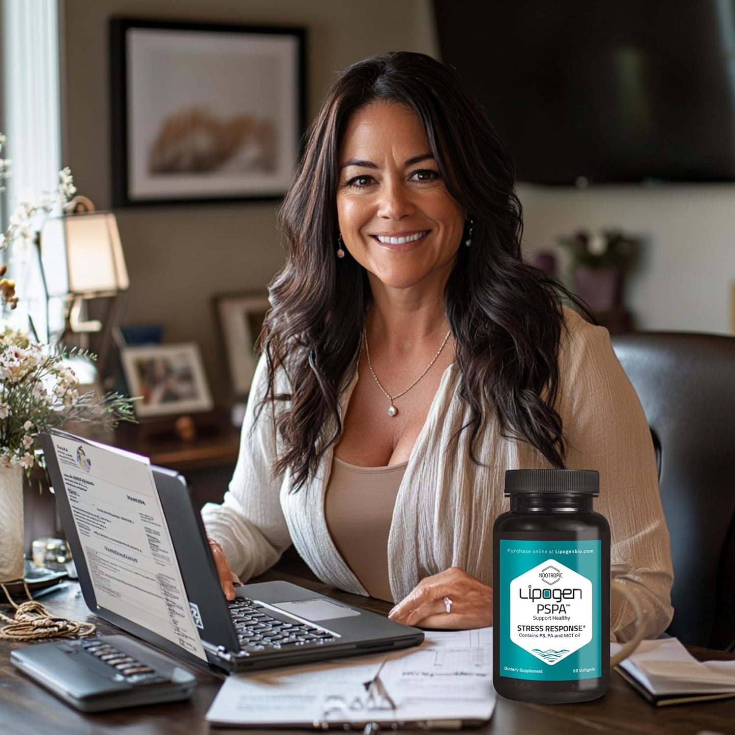 Natural Stress Relief Supplement with Lipogen PSPA - Supports Calmness, Relaxation, and Immune System - 90 Softgels, 30 Day Supply