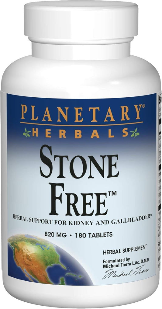 Natural Support for Kidney and Gallbladder Health - Planetary Herbals Stone Free 820mg Tablets, 180 Count