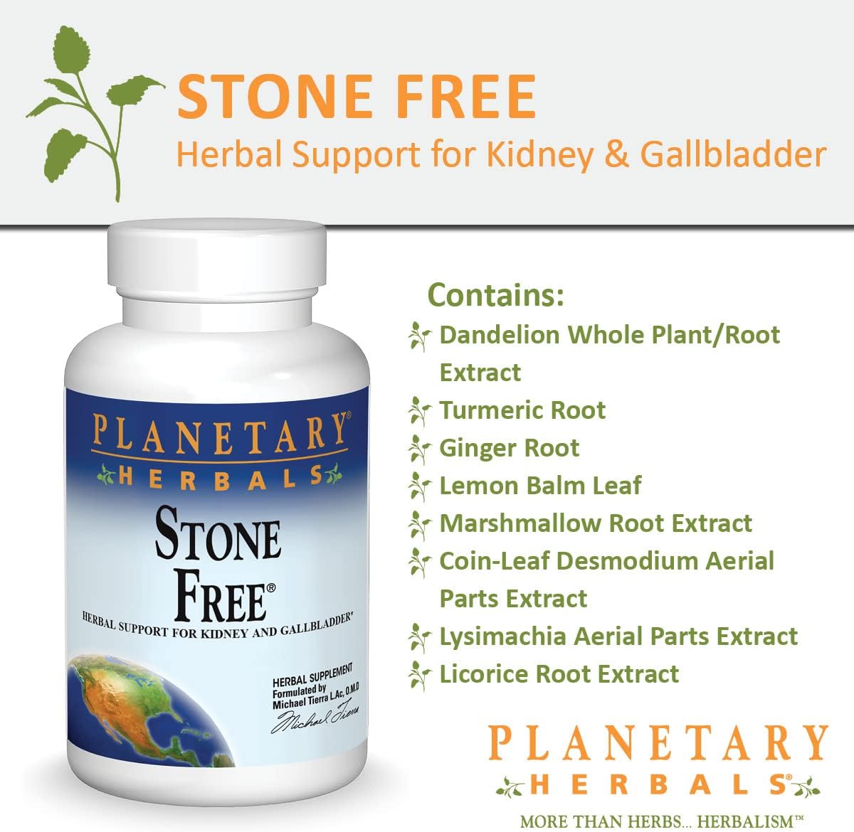 Natural Support for Kidney and Gallbladder Health - Planetary Herbals Stone Free 820mg Tablets, 180 Count